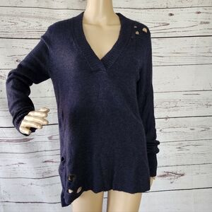 Feel The Piece Terre Jacobs Blue Destroyed Sweater One Size Fits All